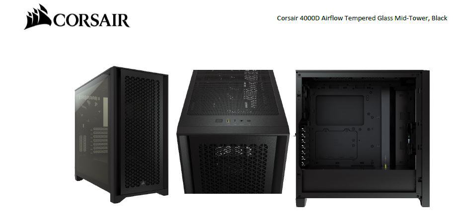 Corsair 4000D Airflow Mid-Tower ATX Desktop Case CC-9011200-WW