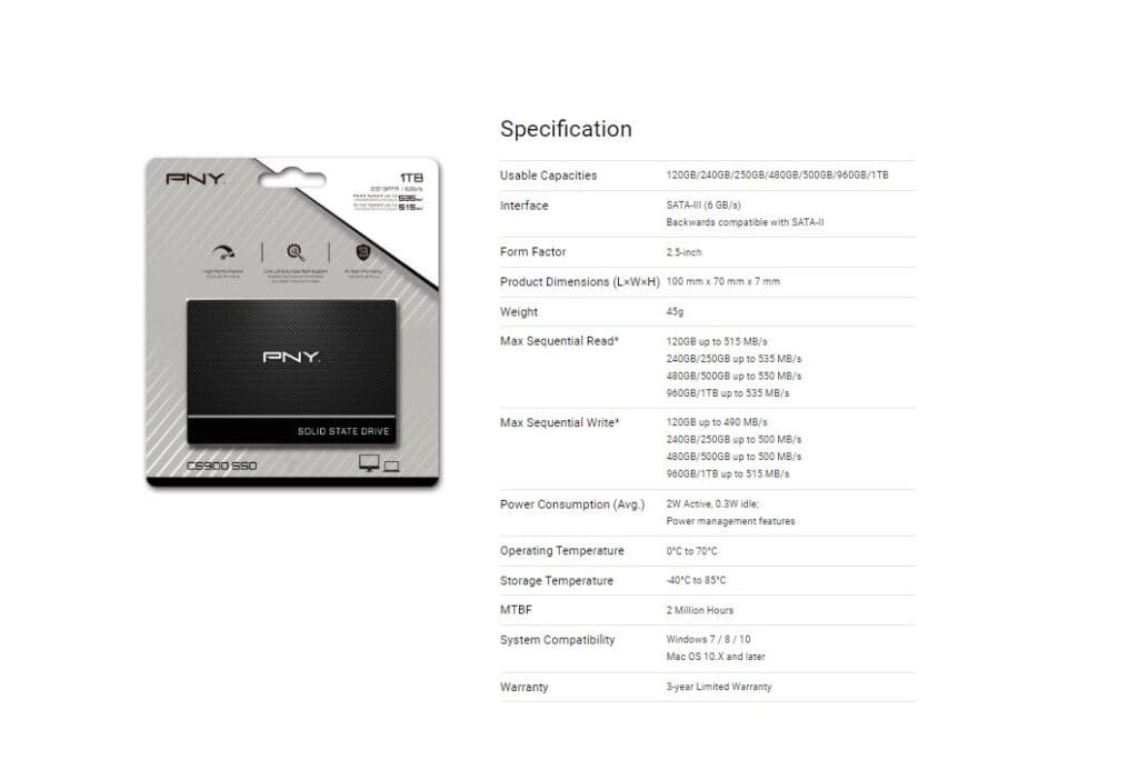 PNY SSD7CS900-120-RB