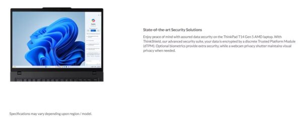 LENOVO ThinkPad T14 14'' WUXGA IR AMD Ryzen R7-8840U 16GB DDR5 512GB SSD WI - Image 7