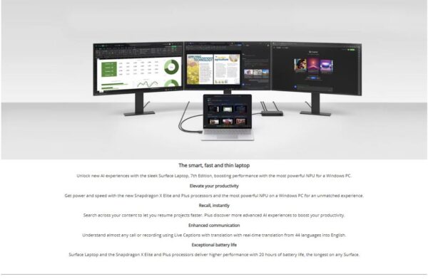 Microsoft Surface Laptop 7 15' TOUCH Snapdragon X Elite 16GB 512GB SSD WIN - Image 3