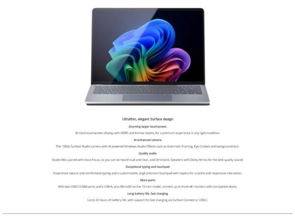 Microsoft Surface Laptop 7 15' TOUCH Snapdragon X Elite 16GB 512GB SSD WIN - Image 5